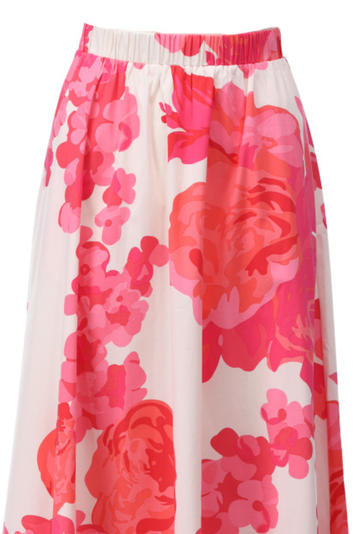 K Design You're My Lobster C714L Red Floral Print Maxi Skirt (P065) by K Design Shop K Design at Dotique
