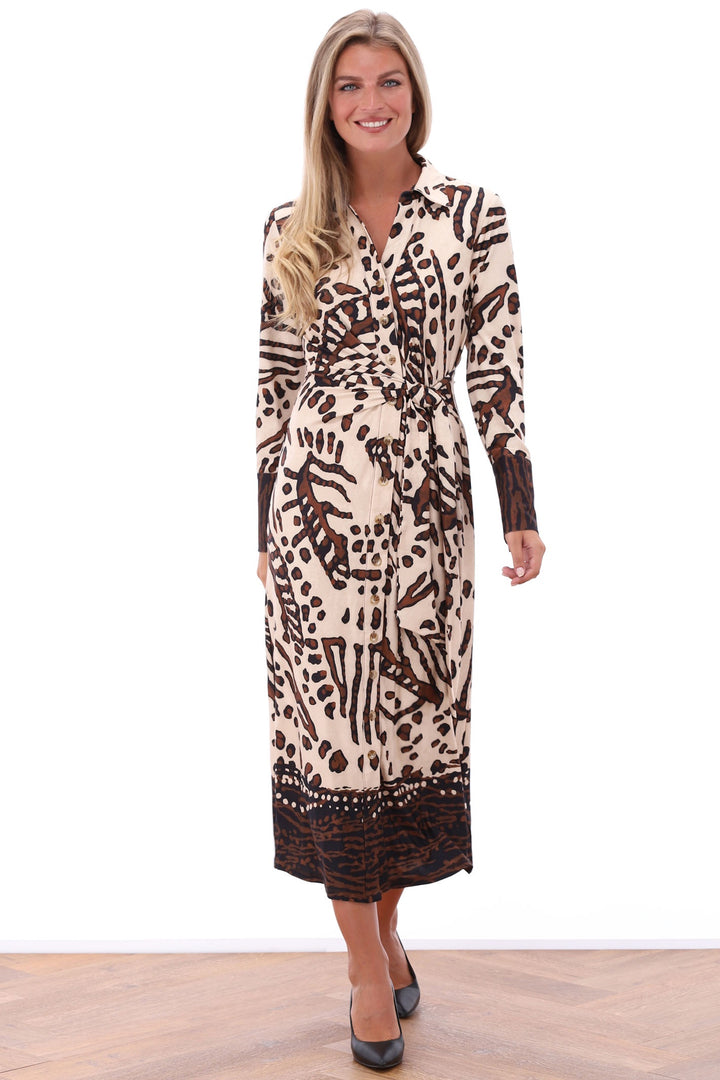 K-Design Z122 Animal Print Dress With Tie Waist - Dotique