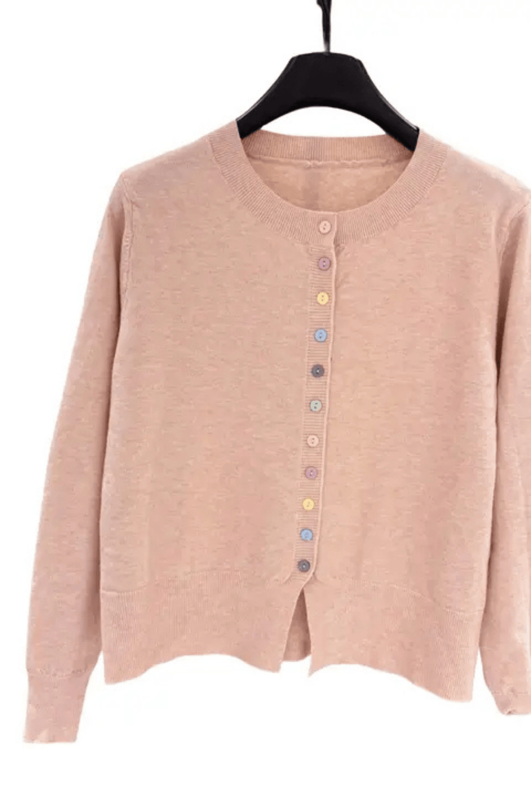 Last True Angel Fine Knit Cardigan with Multicoloured Buttons Pink