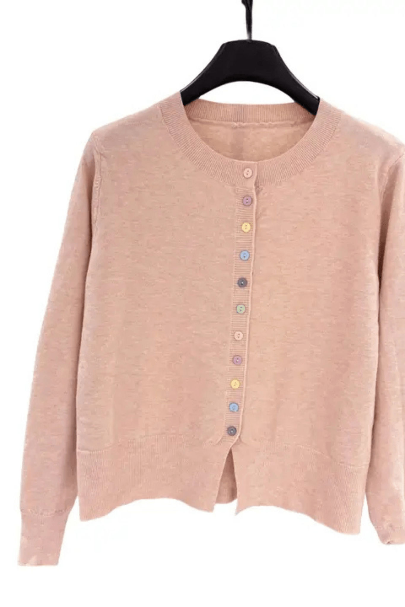 Last True Angel Fine Knit Cardigan with Multicoloured Buttons Pink