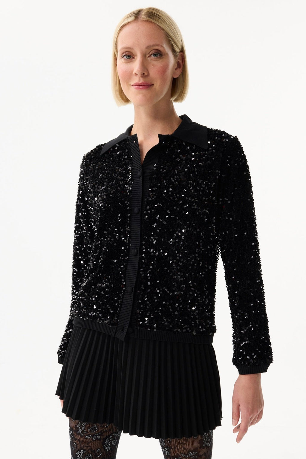 Leo and Ugo BW314 Black Sequin Cardigan Jacket - Dotique - Leo & Ugo