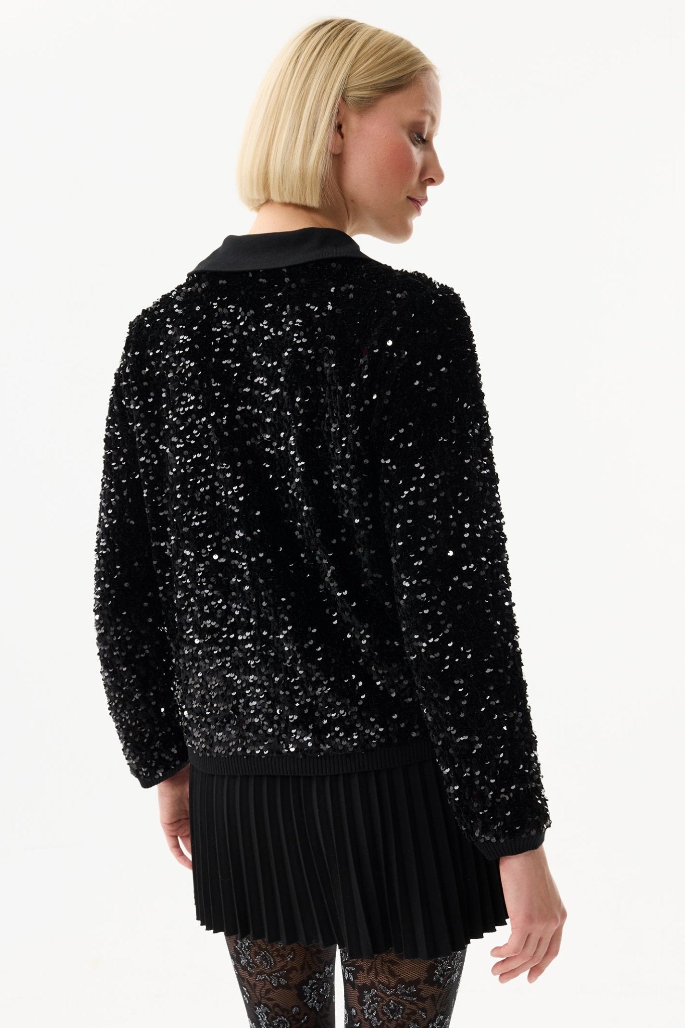 Leo and Ugo BW314 Black Sequin Cardigan Jacket - Dotique - Leo & Ugo
