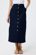 Leo & Ugo JEJ730 Navy Denim Midi Skirt - Dotique