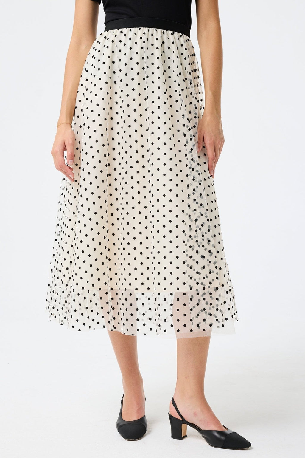Leo & Ugo KEJ802 Of White/ Black Polka Dot Skirt - Dotique