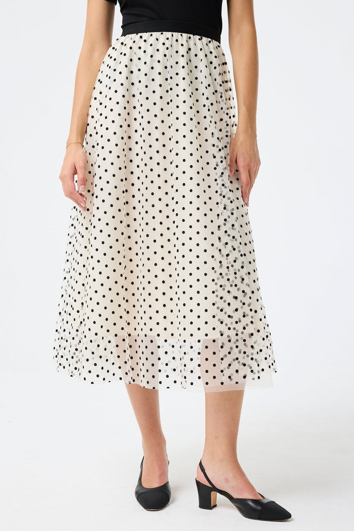 Leo & Ugo KEJ802 Of White/ Black Polka Dot Skirt - Dotique