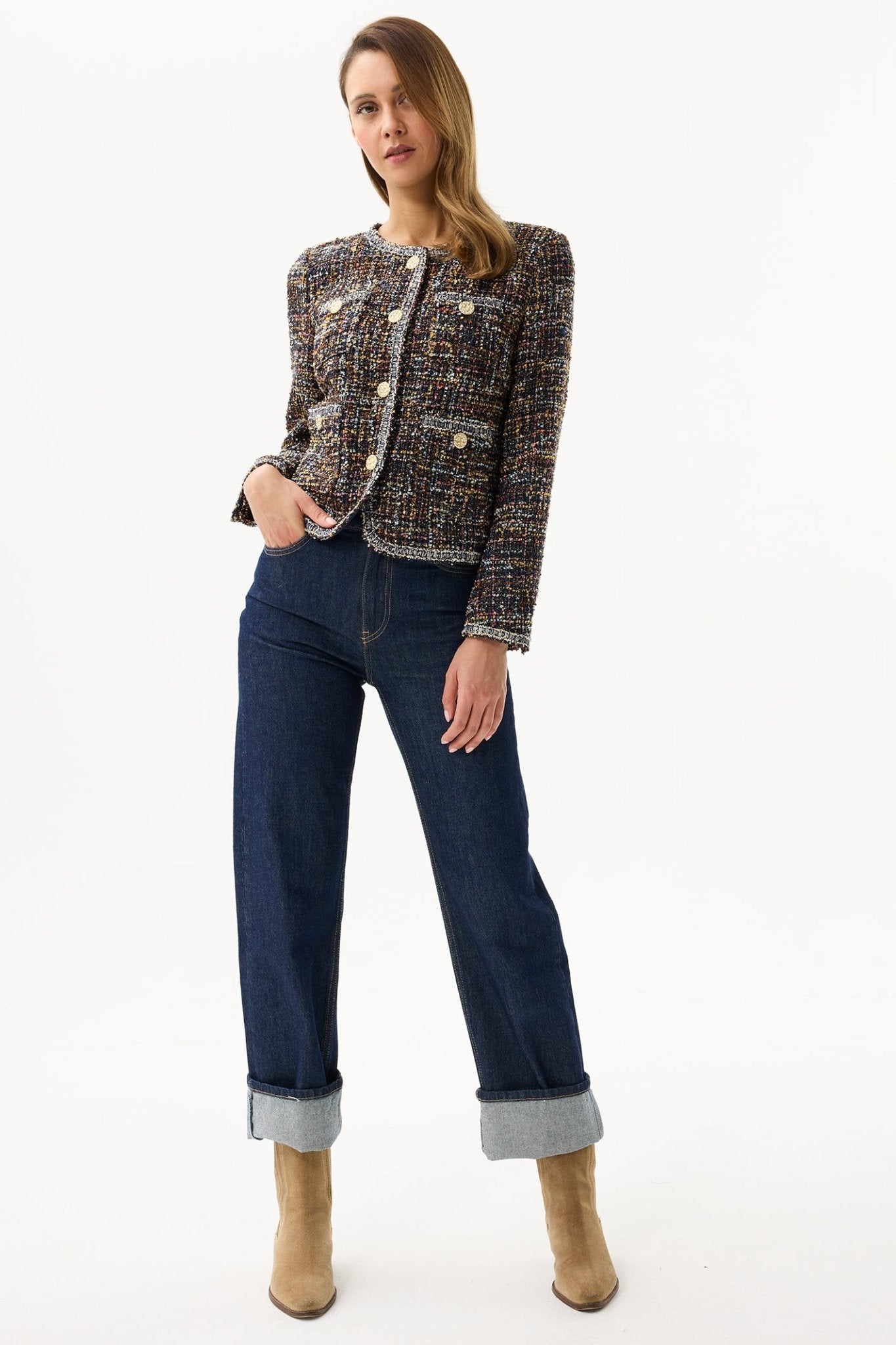 Leo & Ugo KH901 Multicolour Boucle Jacket - Dotique - Leo & Ugo