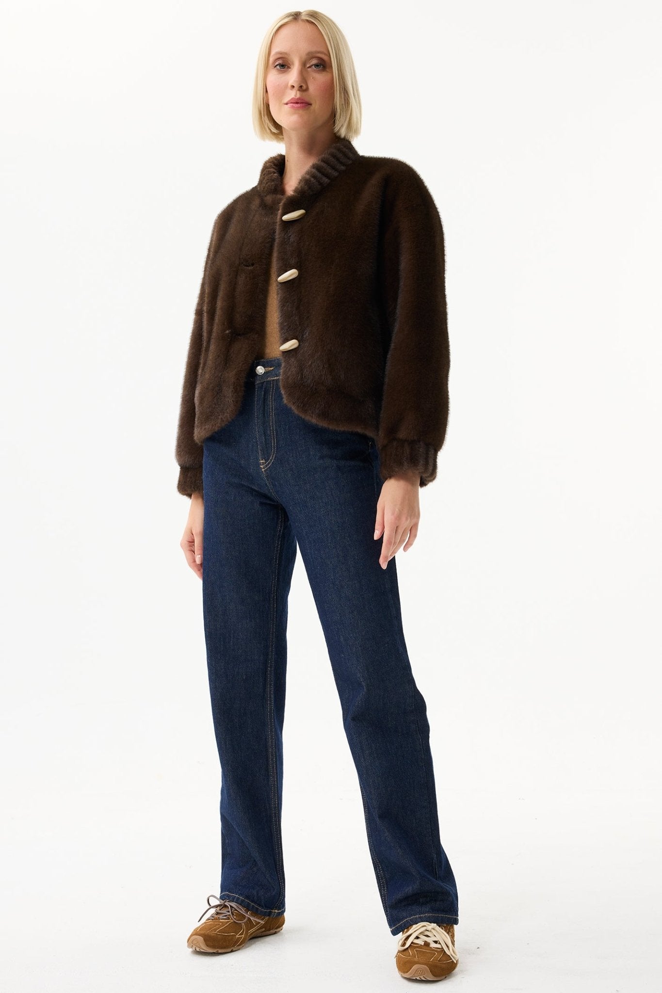 Leo & Ugo KH920 Brown Faux Fur Toggle Jacket - Dotique - Leo & Ugo