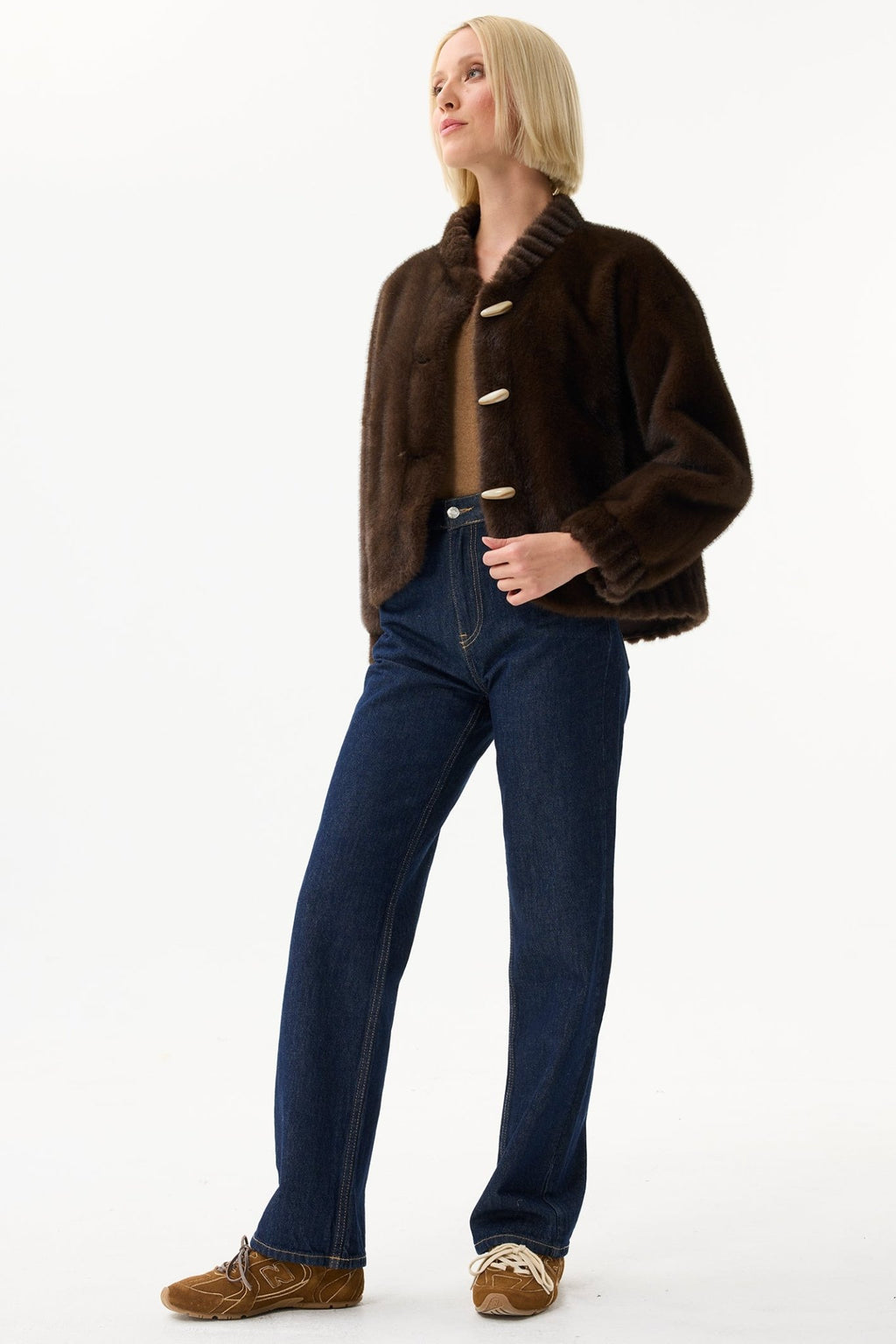 Leo & Ugo KH920 Brown Faux Fur Toggle Jacket - Dotique - Leo & Ugo