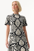 Leo & Ugo KH975 Black White Pattern Short Sleeve Knit Top - Dotique - Leo & Ugo