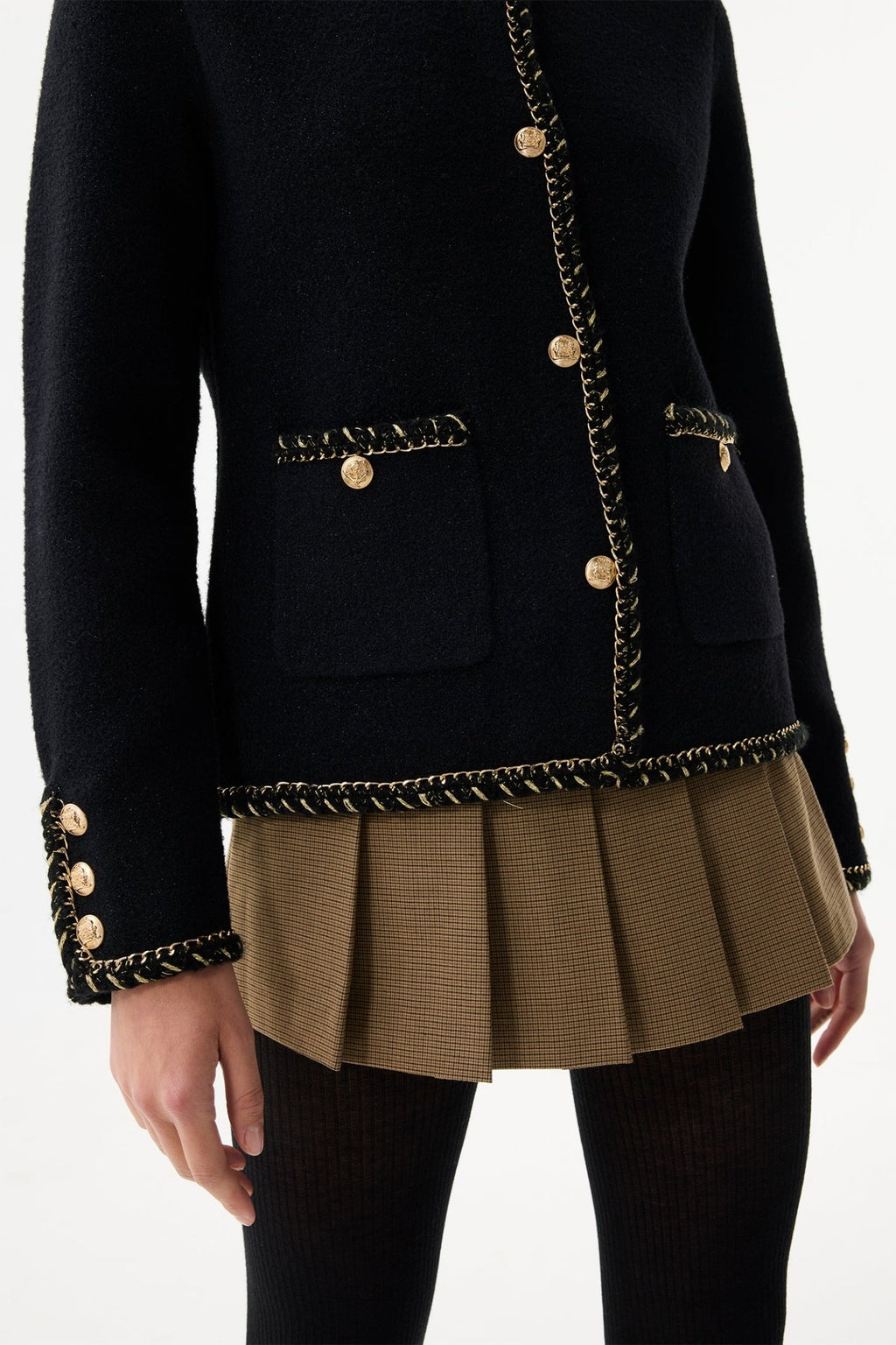 Leo & Ugo RH781 Black Gold Detail Cardigan Jacket - Dotique - Leo & Ugo