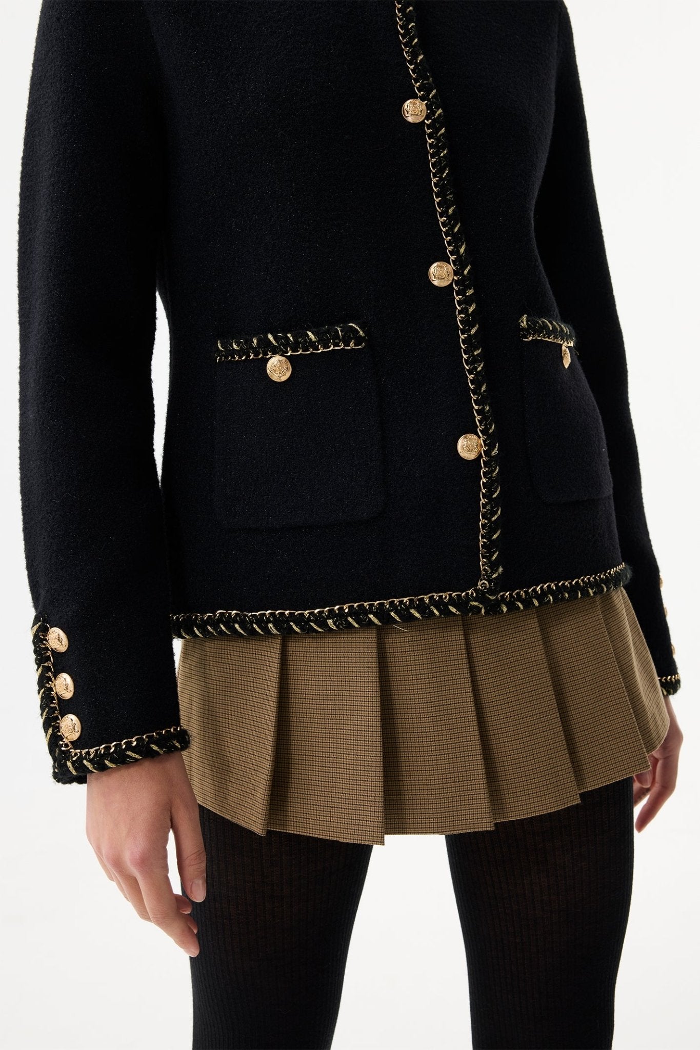 Leo & Ugo RH781 Black Gold Detail Cardigan Jacket - Dotique - Leo & Ugo