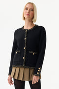Leo & Ugo RH781 Black Gold Detail Cardigan Jacket - Dotique - Leo & Ugo
