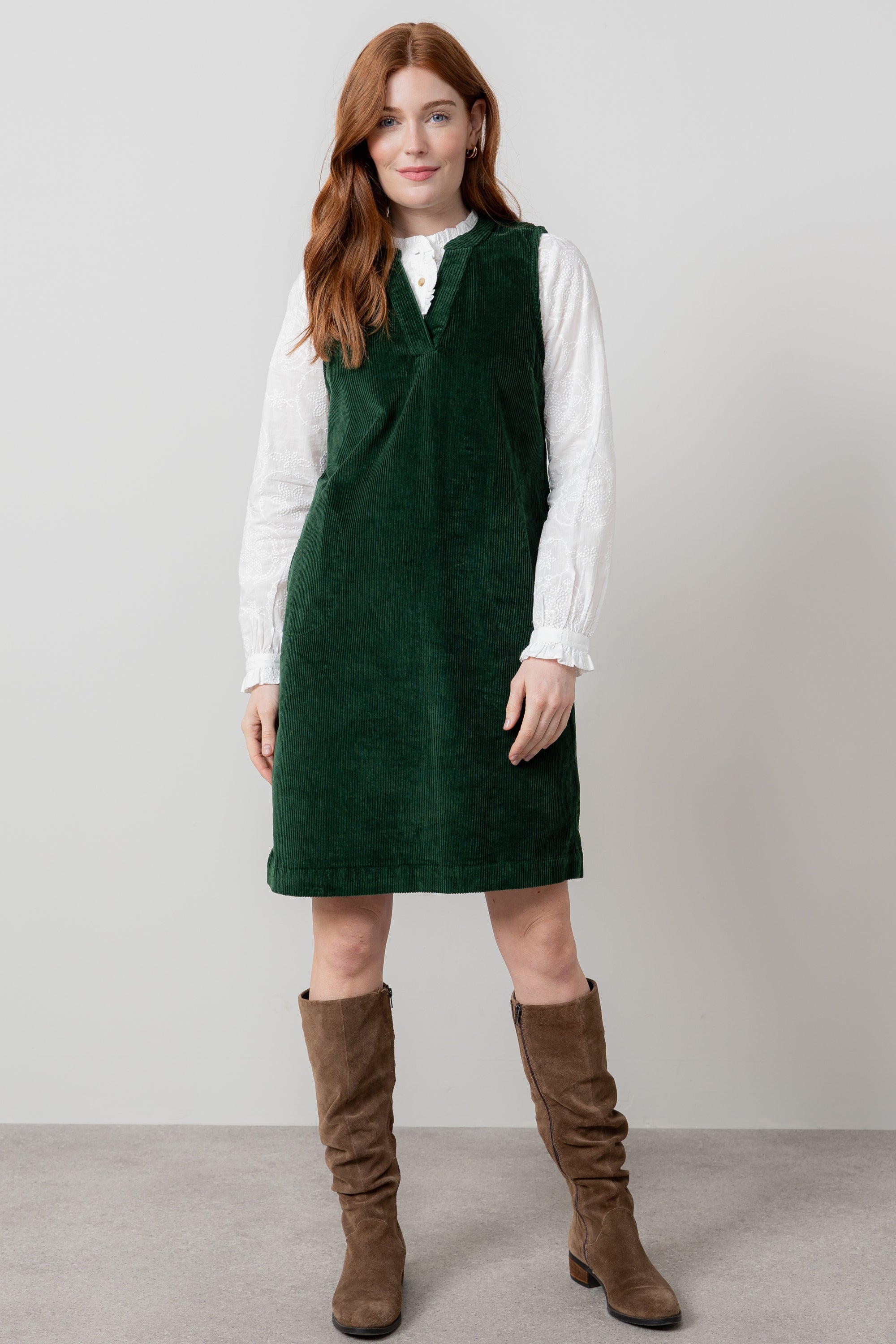 Lily & Me LM25635 Belle Dress Plain Pine Green