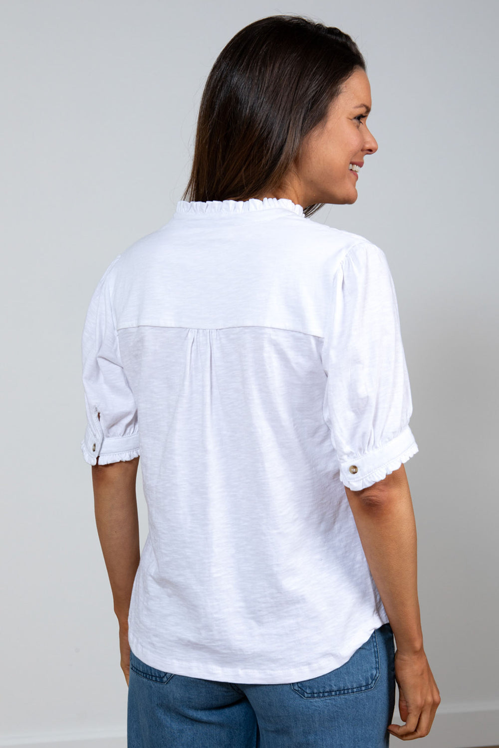 Lily & Me LM24013W White Livi Frill Shirt Sleeve Shirt - Dotique