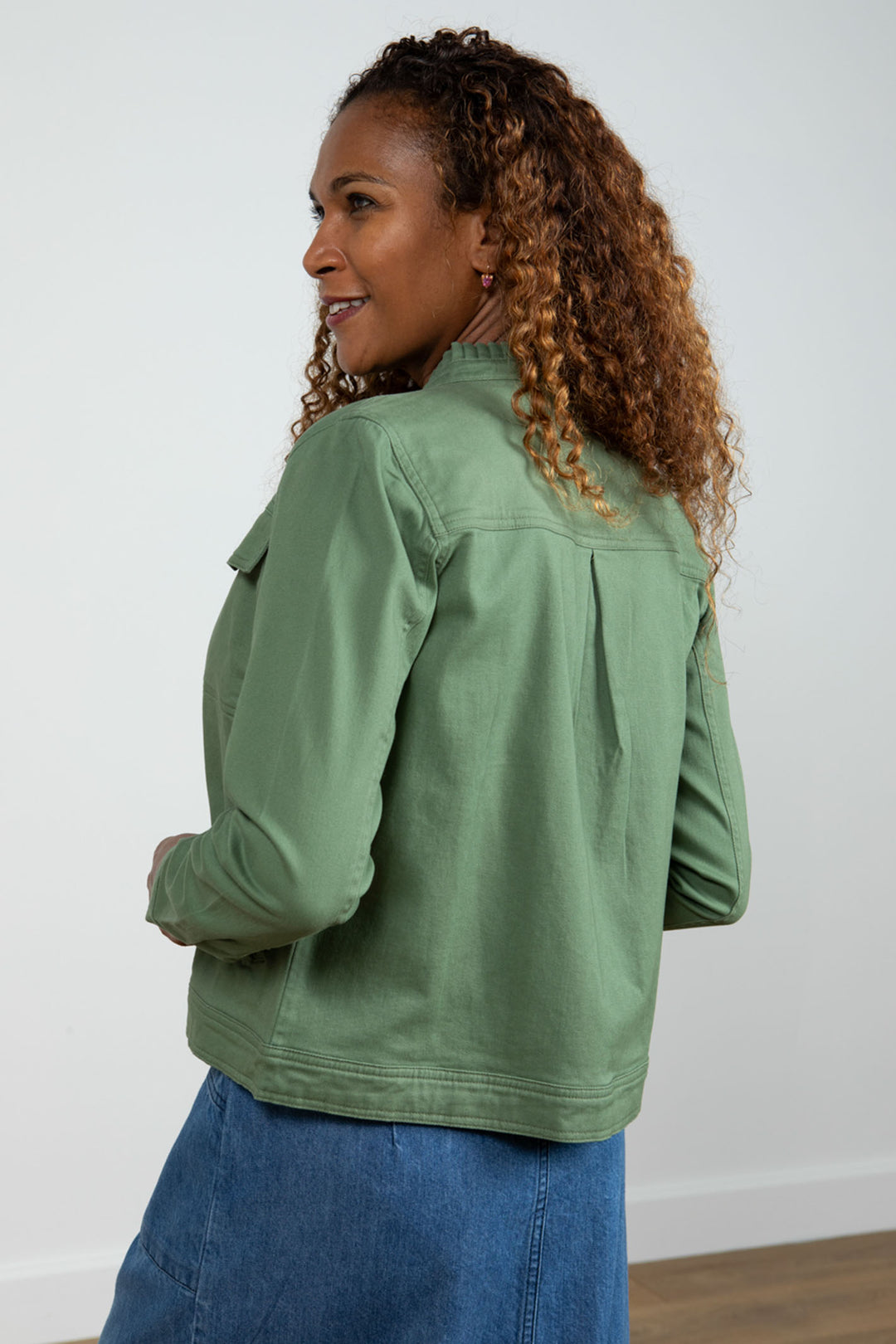 Lily & Me LM24035K Clovelly Khaki Green Twill Jacket - Dotique