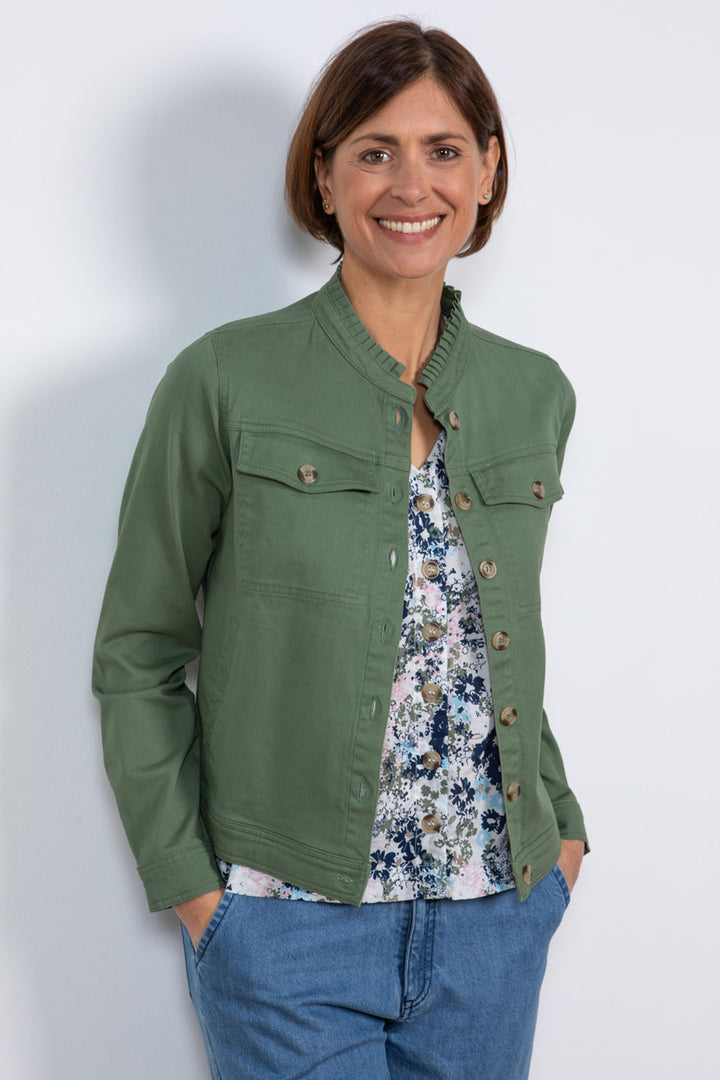 Lily & Me LM24035K Clovelly Khaki Green Twill Jacket - Dotique