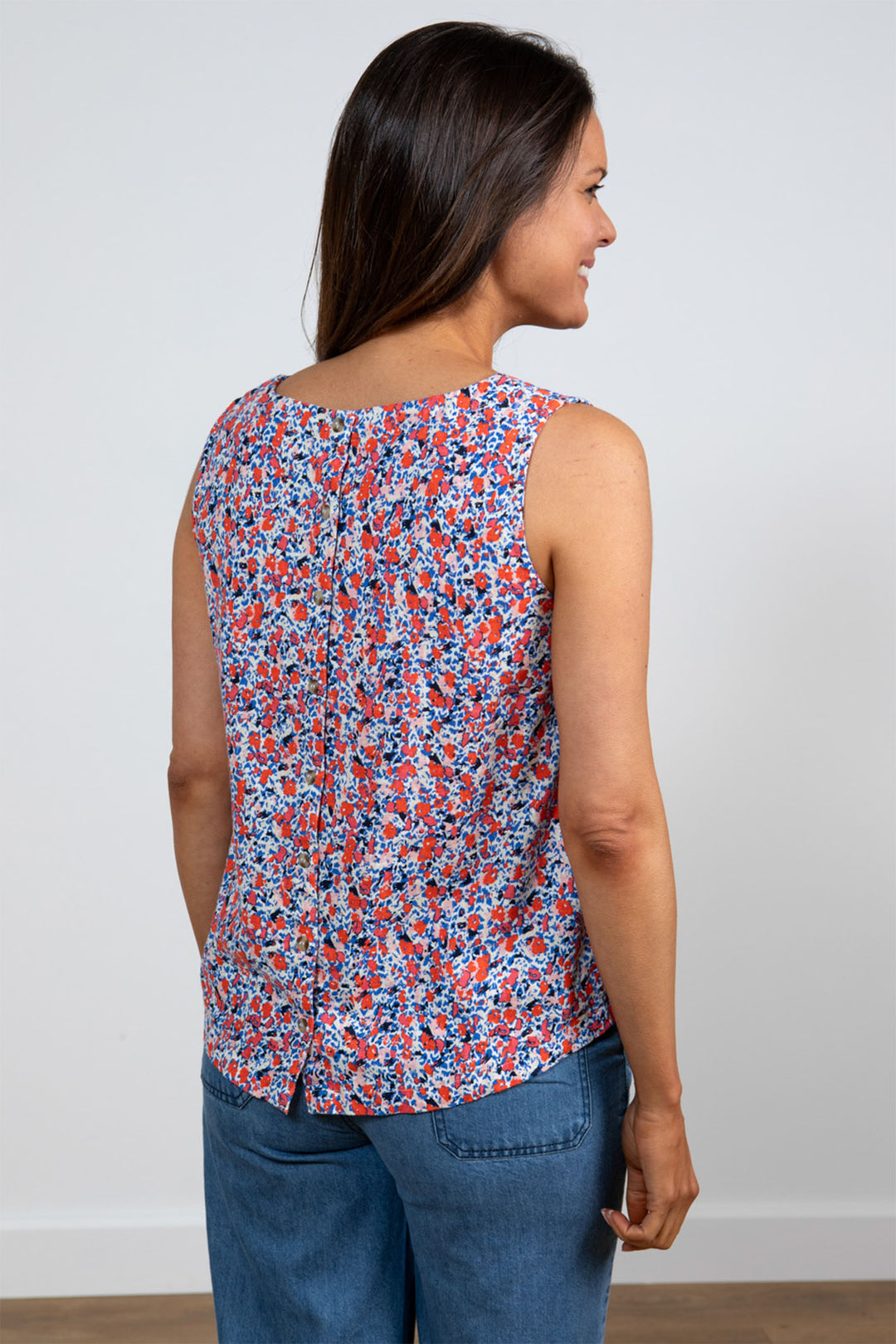 Lily & Me LM24124S Alicia Sunset Red Delilah Print Vest Top - Dotique