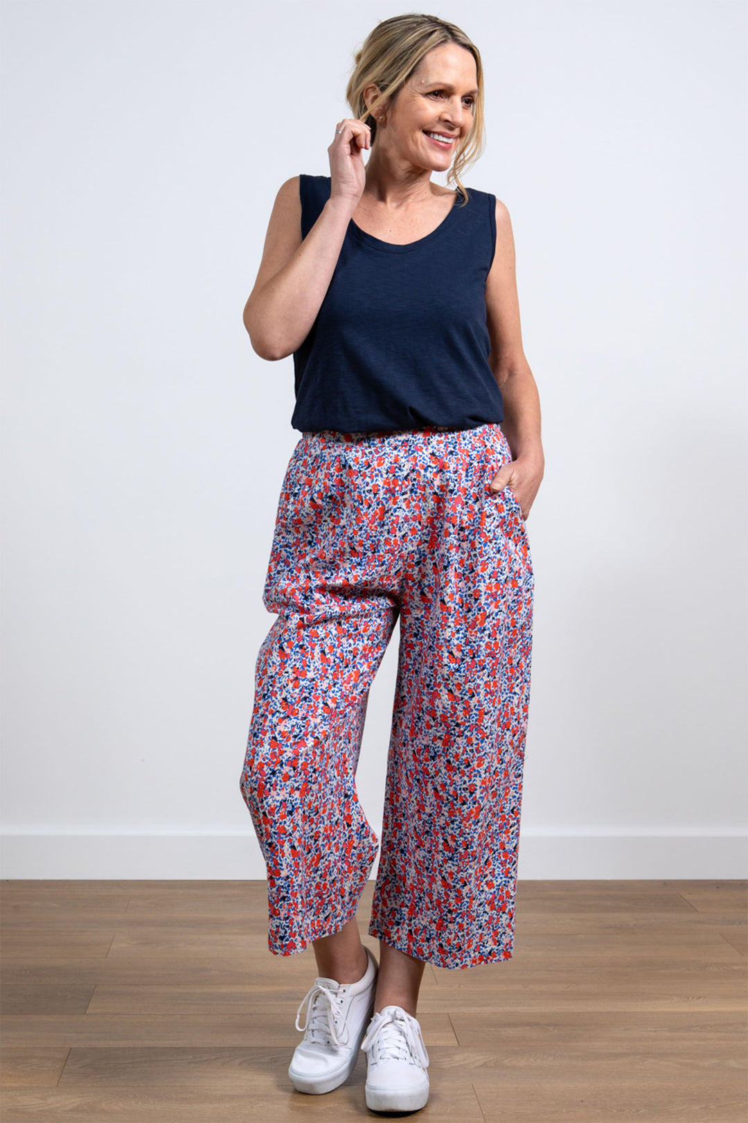 Lily & Me LM24129S Drift Red Sunset Delilah Print Wide Leg Trousers - Dotique