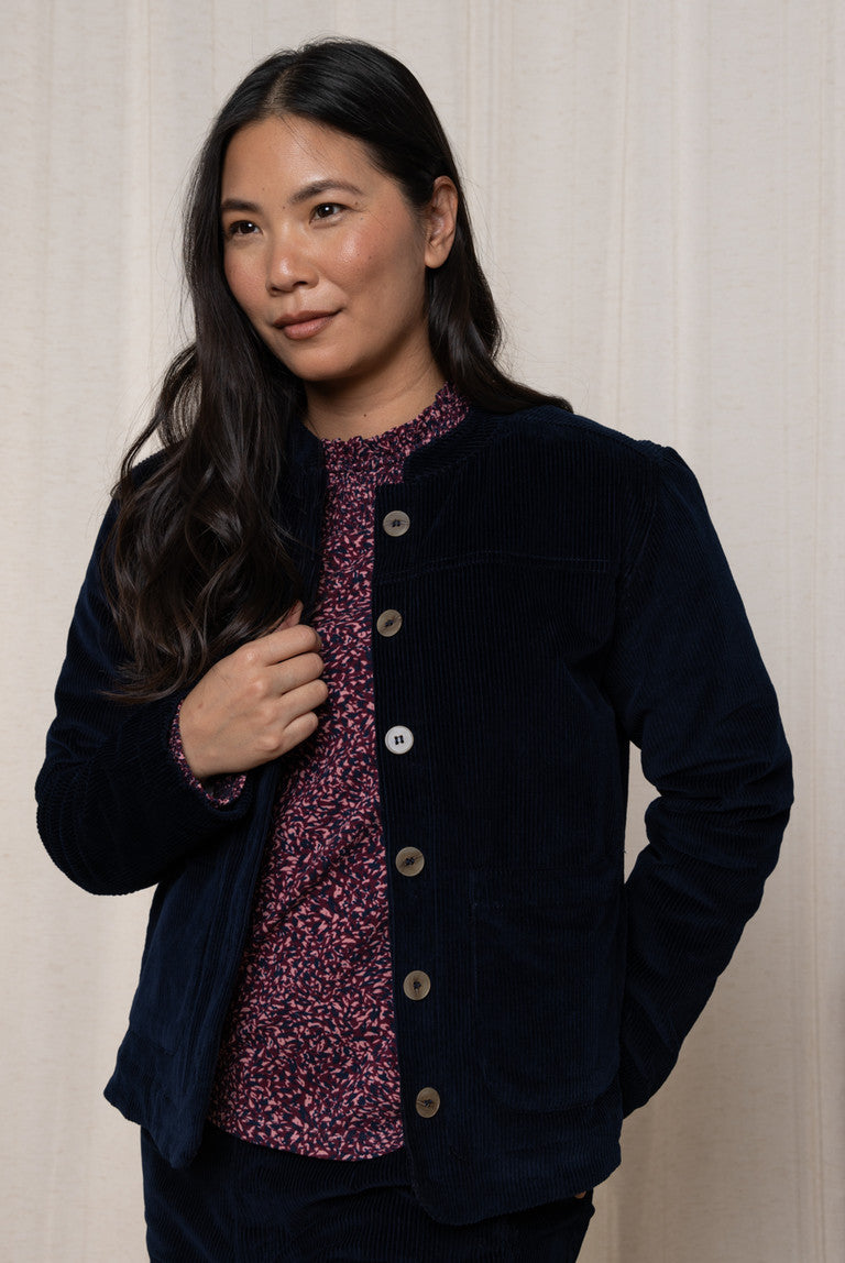 Lily & Me LM24587N Palmer Jumbo Cord Jacket Navy - Dotique