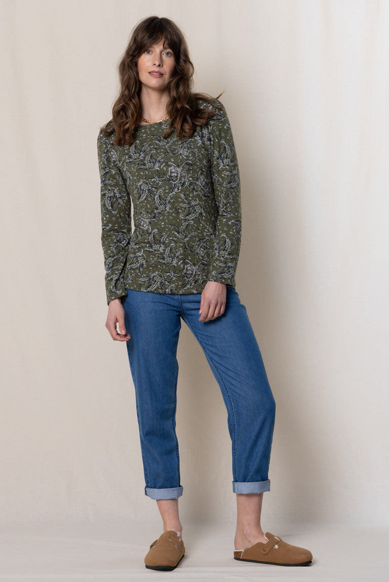 Lily & Me LM24606OL Abigail Top Painterly Olive - Dotique