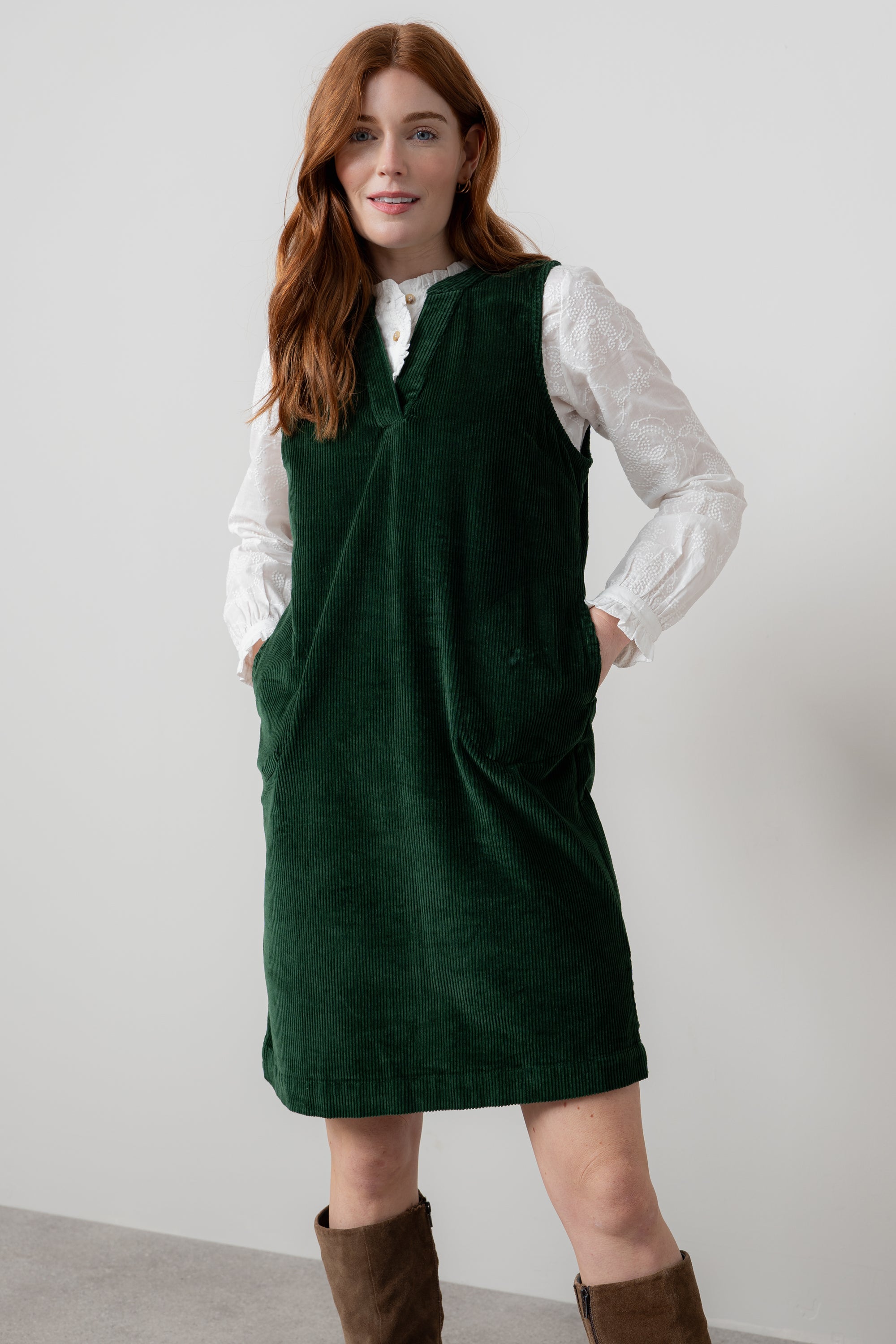 Lily & Me LM25635 Belle Dress Plain Pine Green