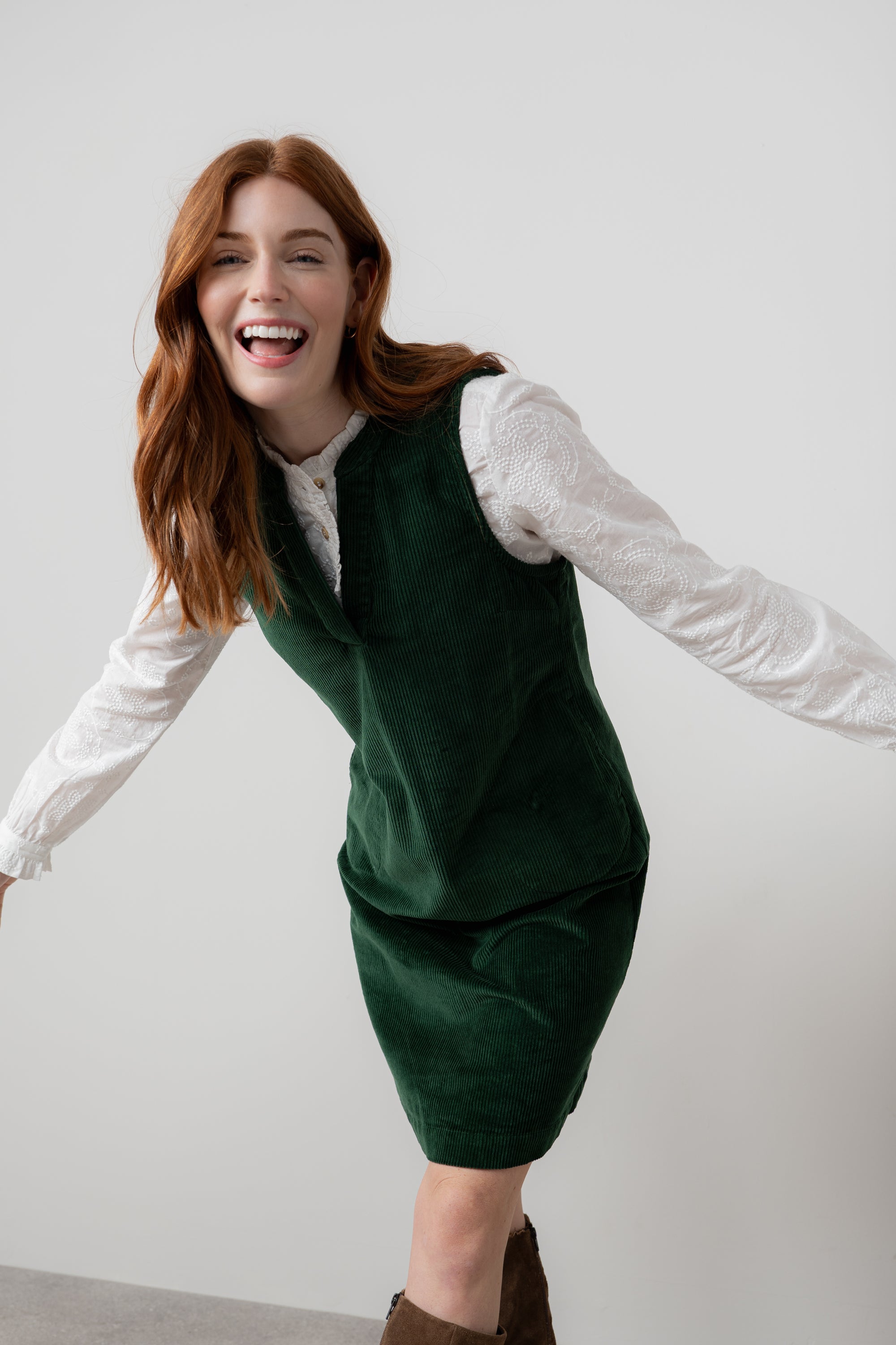 Lily & Me LM25635 Belle Dress Plain Pine Green