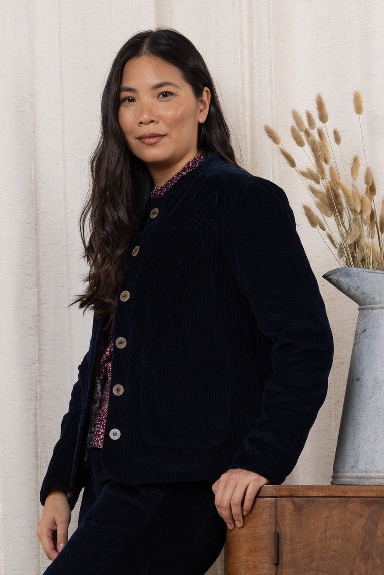 Lily & Me LM24587N Palmer Jumbo Cord Jacket Navy - Dotique