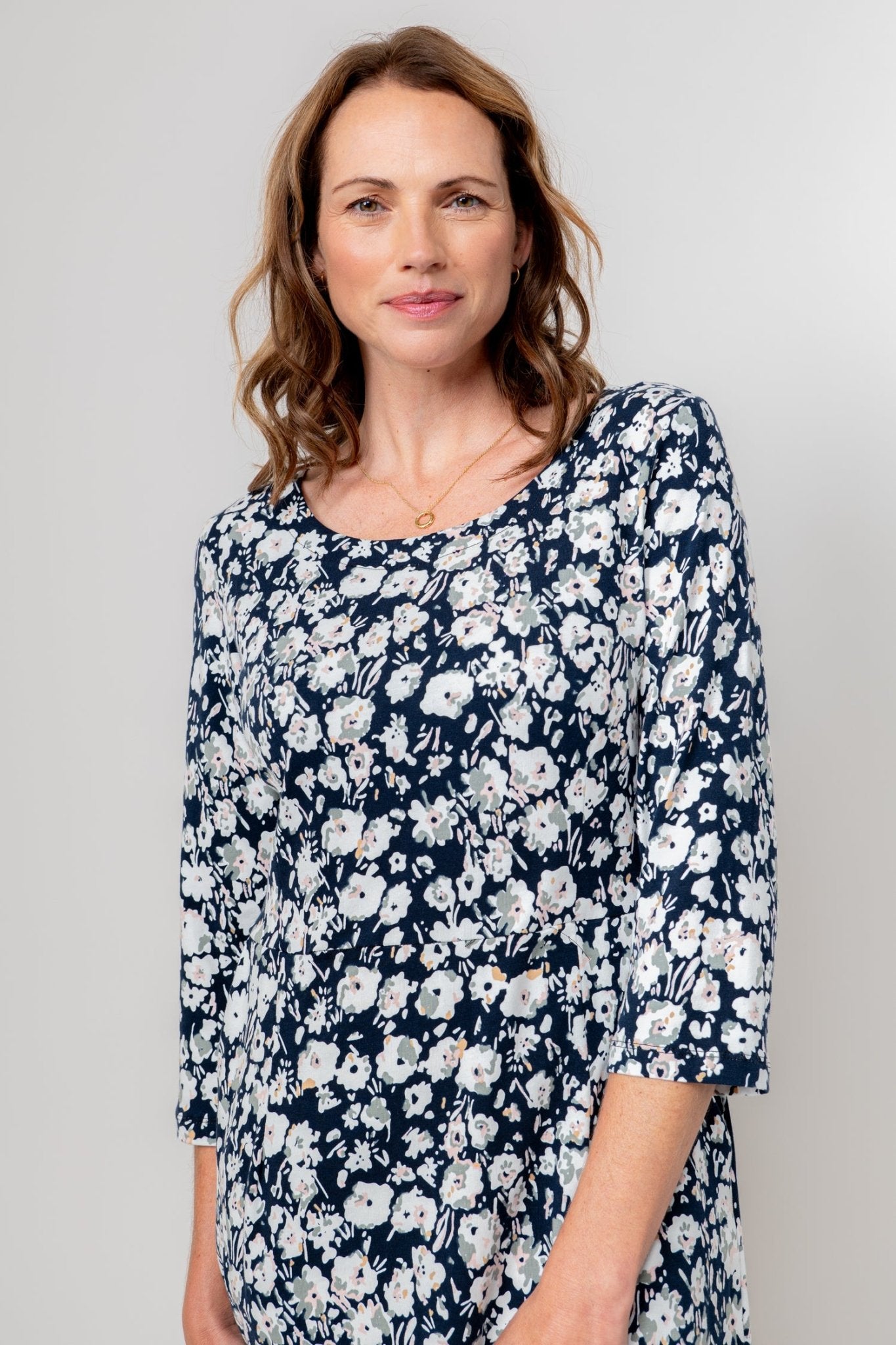 Lily & Me LM25027N Uplands Dress 34 Sleeve Prairie Navy - Dotique
