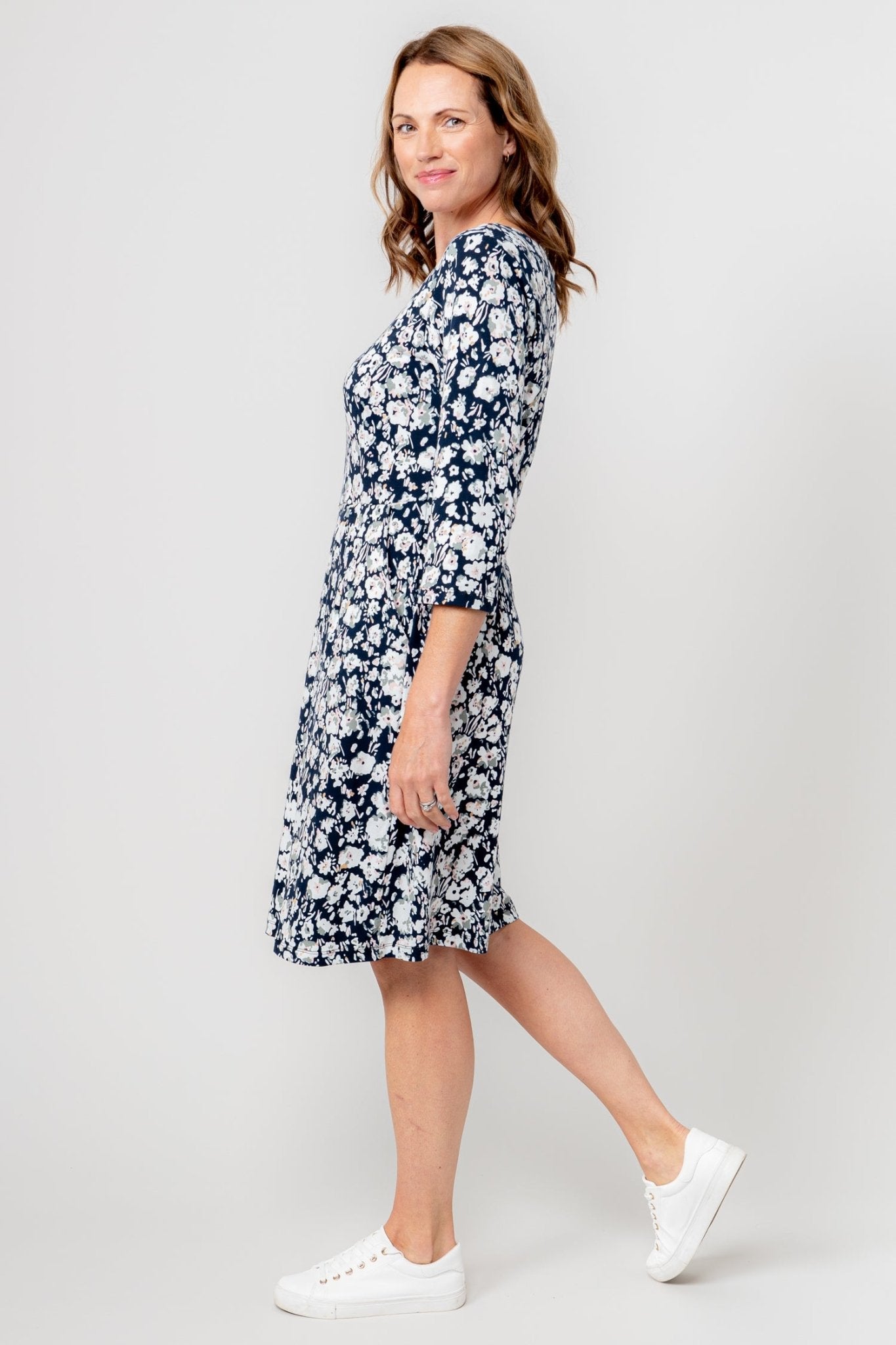 Lily & Me LM25027N Uplands Dress 34 Sleeve Prairie Navy - Dotique