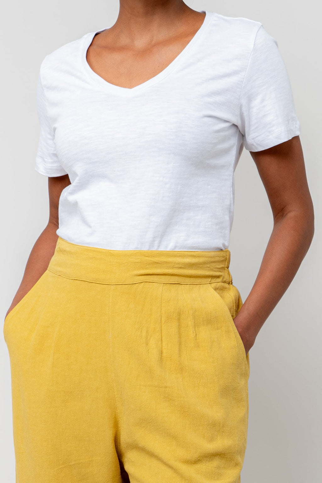 Lily & Me LM25102W Victoria T-Shirt Plain V-Neck White - Dotique