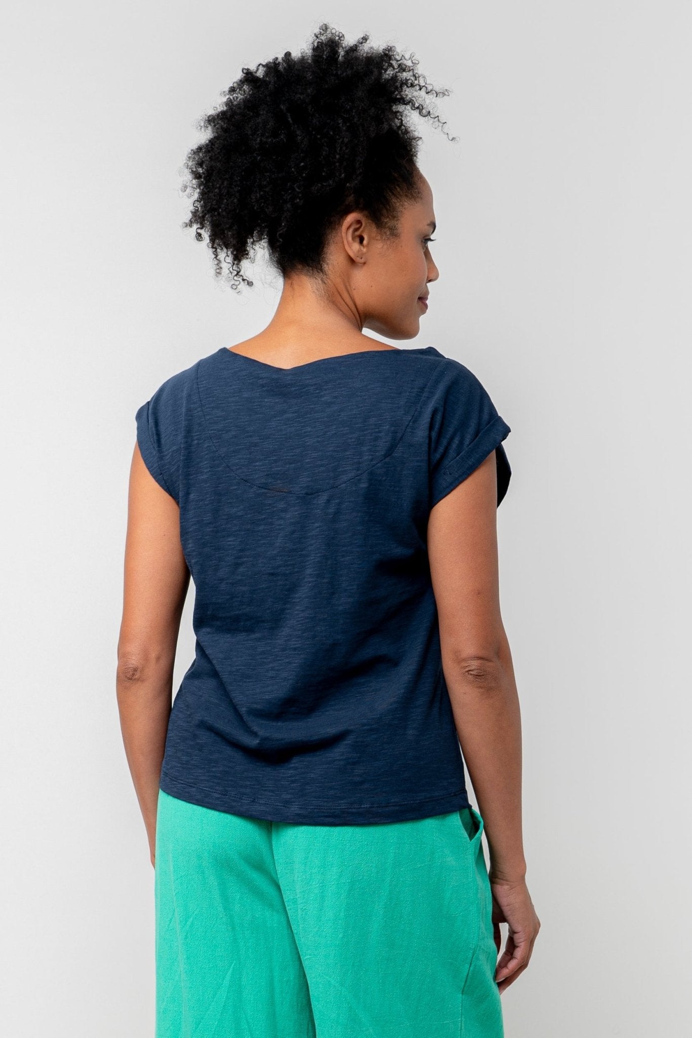 Lily & Me LM25103N Sway T-Shirt Plain Round Neck Navy - Dotique