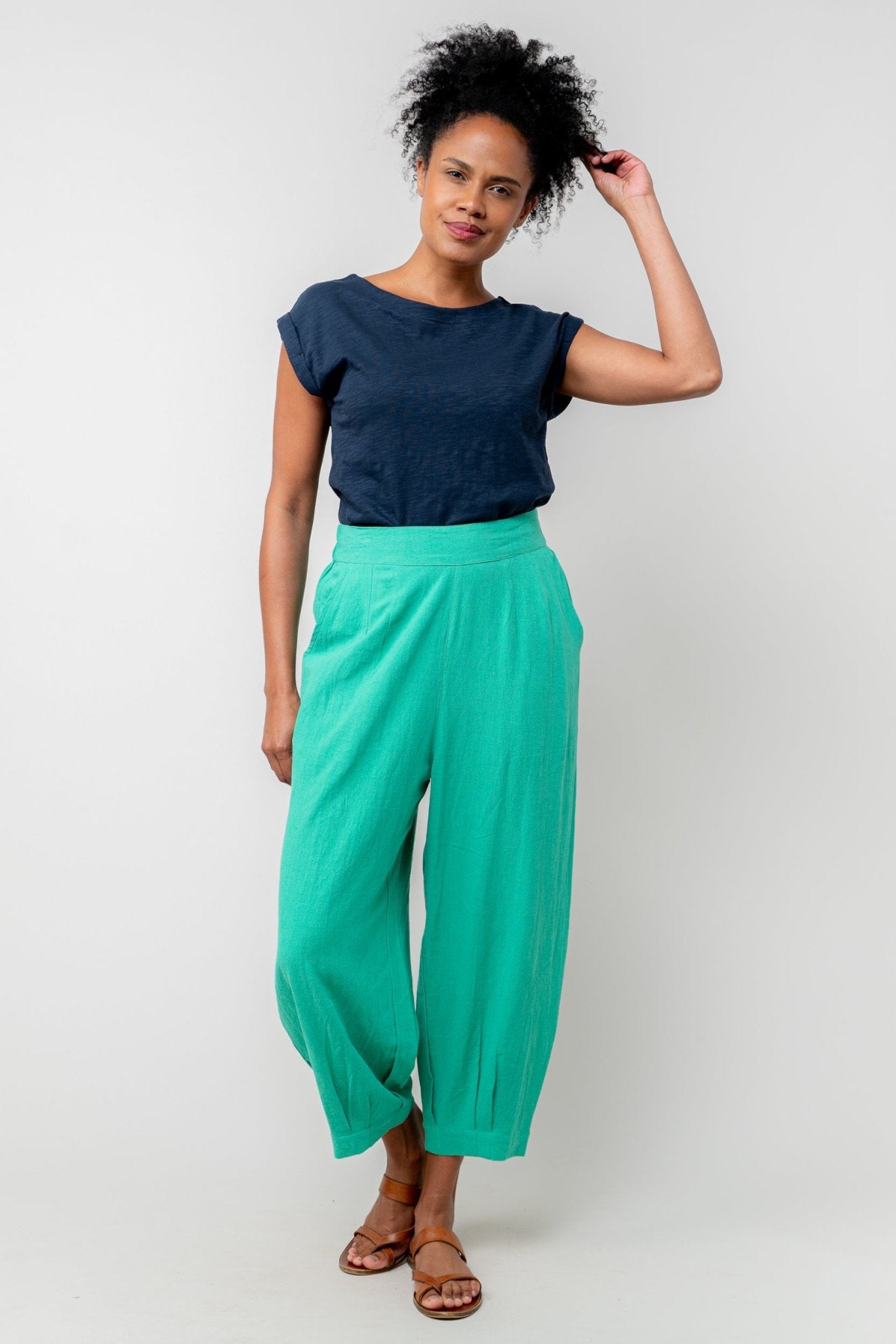 Lily & Me LM25103N Sway T-Shirt Plain Round Neck Navy - Dotique