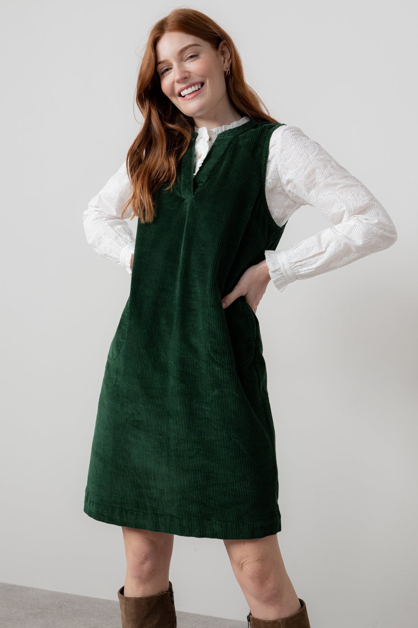 Lily & Me LM25635 Belle Dress Plain Pine Green - Dotique - Lily & me