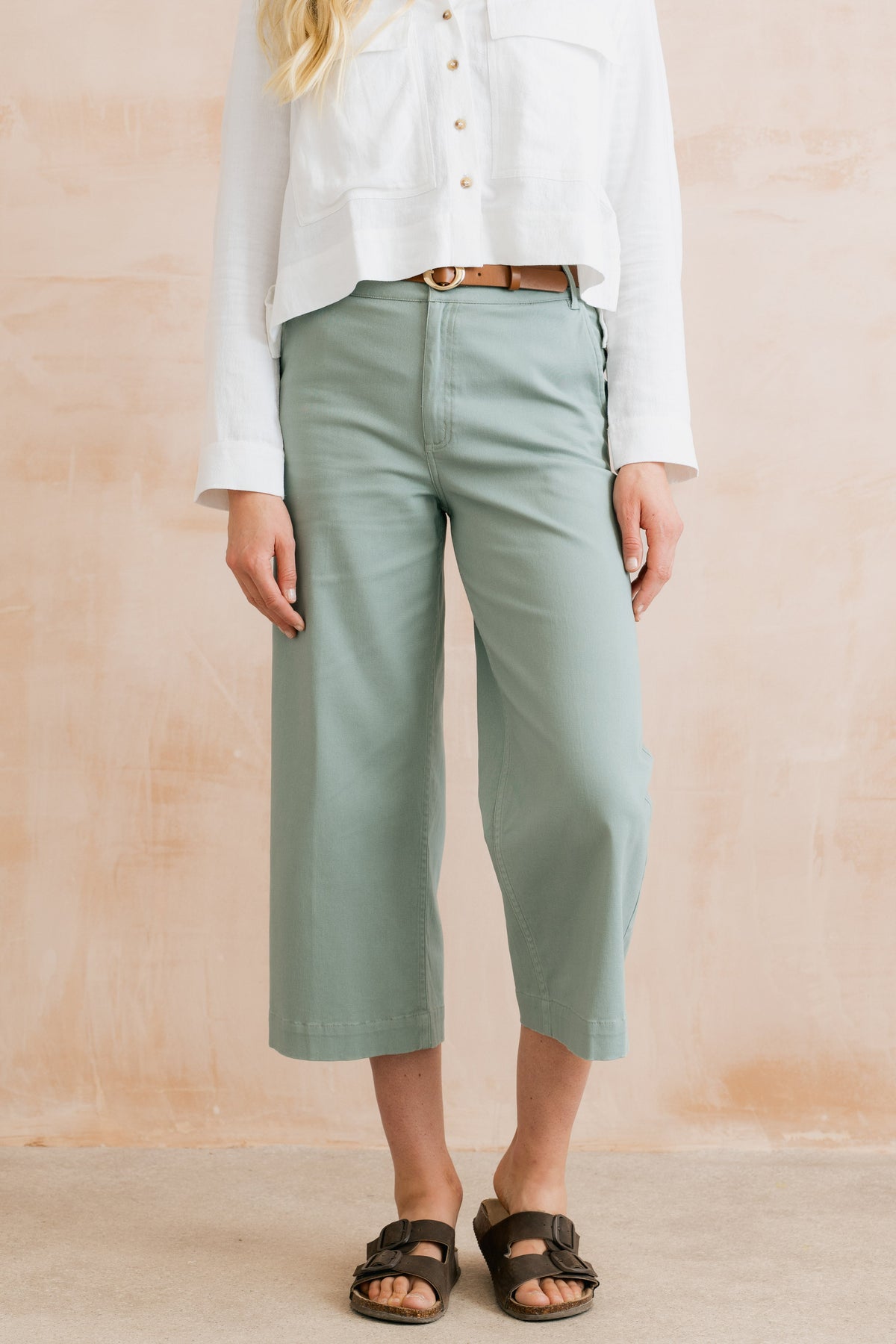 Lily & Me LM26094 Isla cropped trousers in Silver Sage, image 1