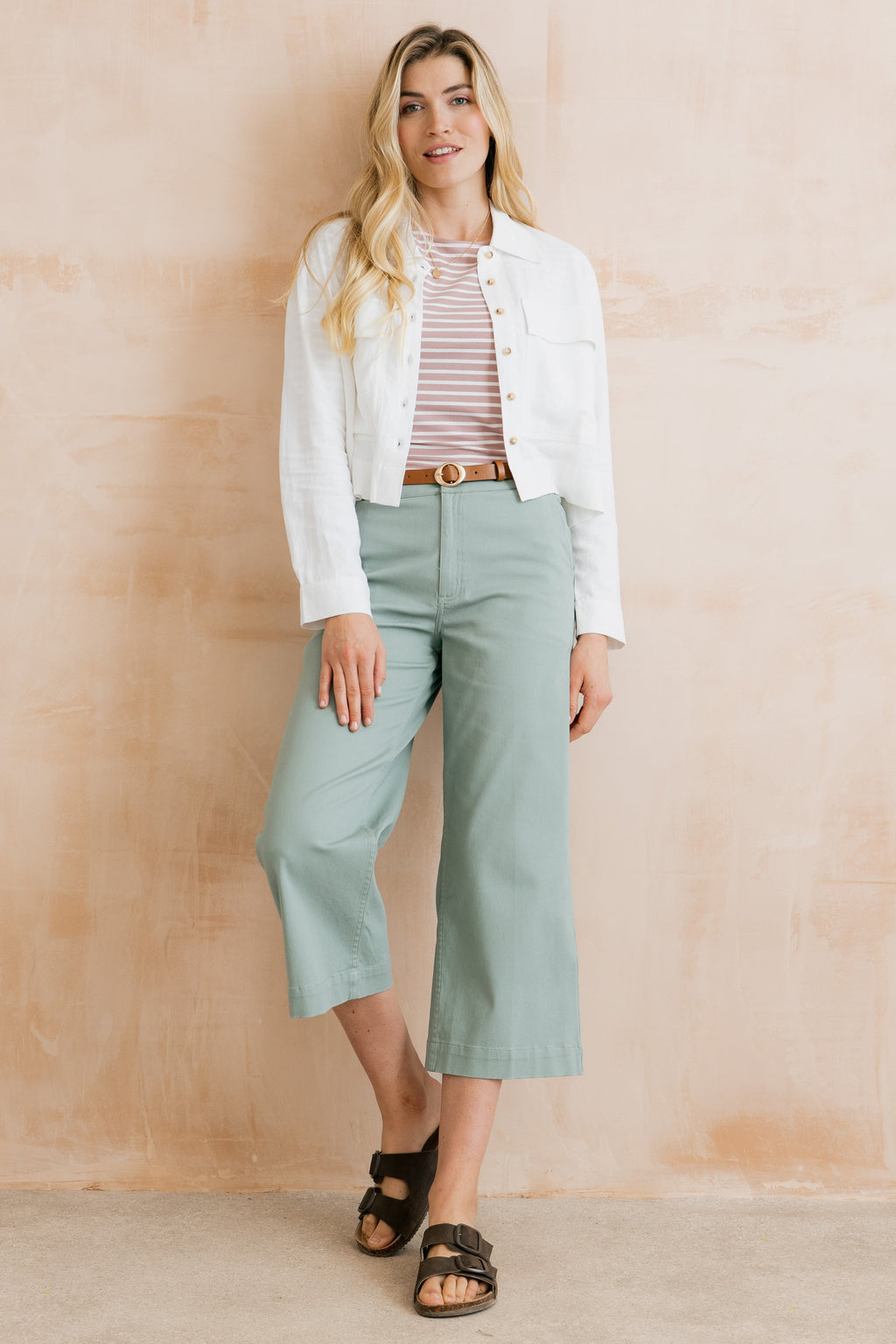 Lily & Me LM26094 Isla cropped trousers in Silver Sage, image 2