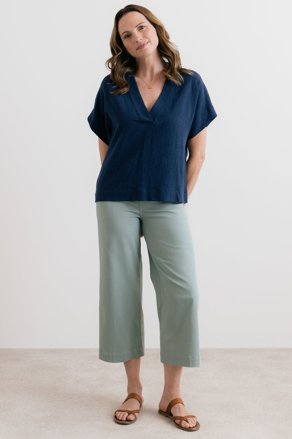 Lily & Me LM26094 Isla cropped trousers in Silver Sage, image 3