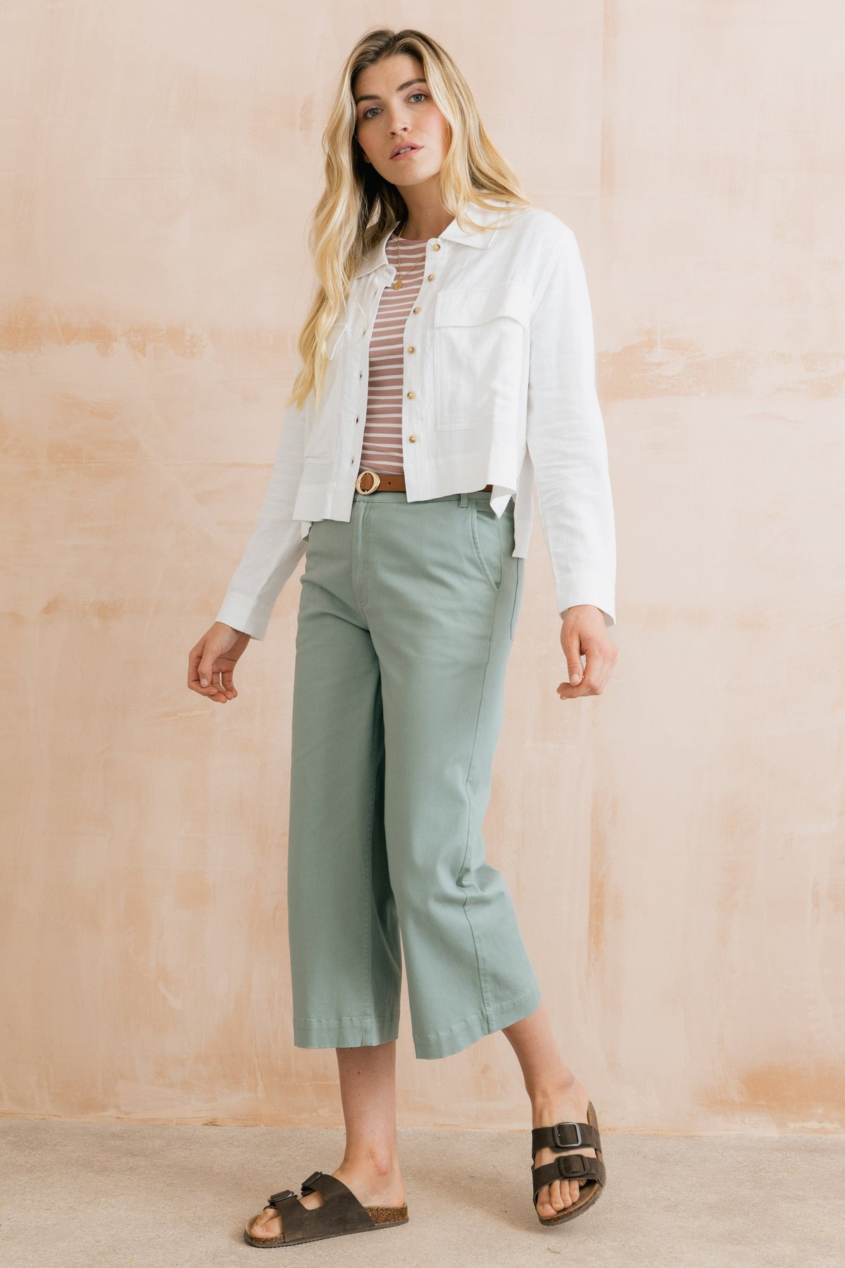 Lily & Me LM26094 Isla cropped trousers in Silver Sage, image 5