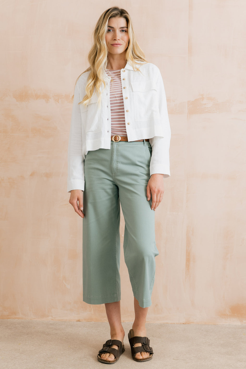Lily & Me LM26094 Isla cropped trousers in Silver Sage, image 7
