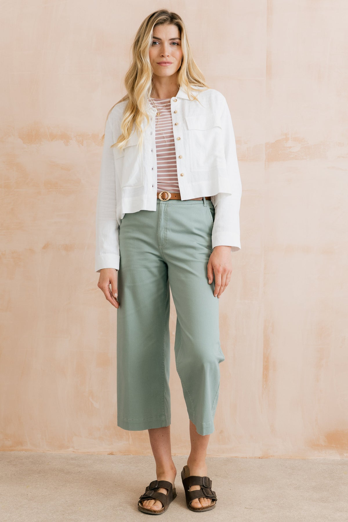 Lily & Me LM26094 Isla cropped trousers in Silver Sage, image 7