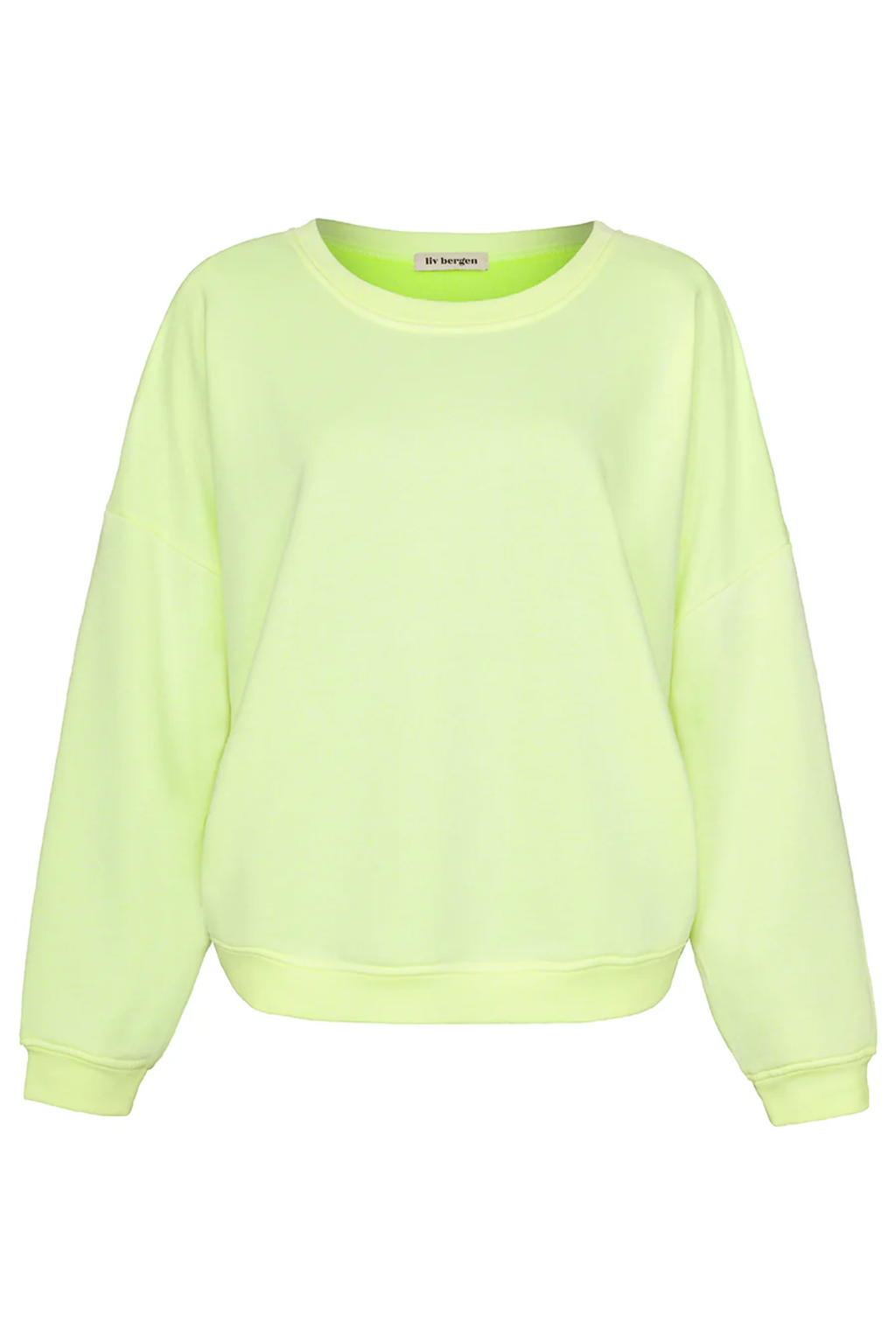 Front view of neon yellow Liv Bergen Ella Sweater Come in Neon Yellow by liv bergen shop liv bergen at Dotique