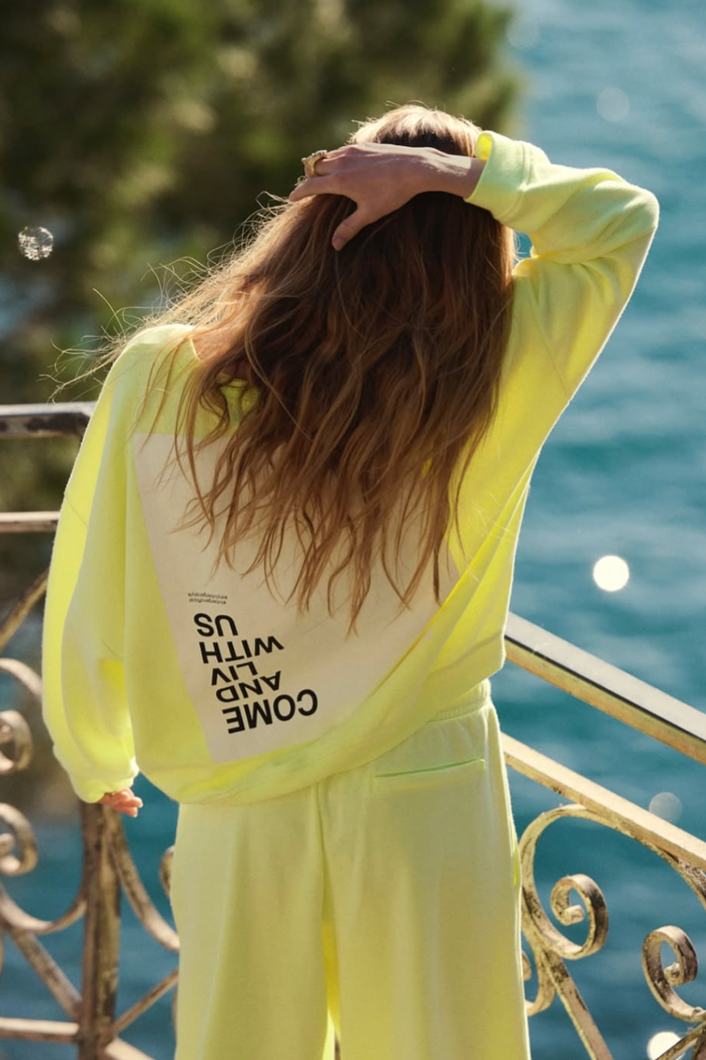 Back view of Liv Bergen Ella Sweater Come in Neon Yellow by liv bergen shop liv bergen at Dotique by the water