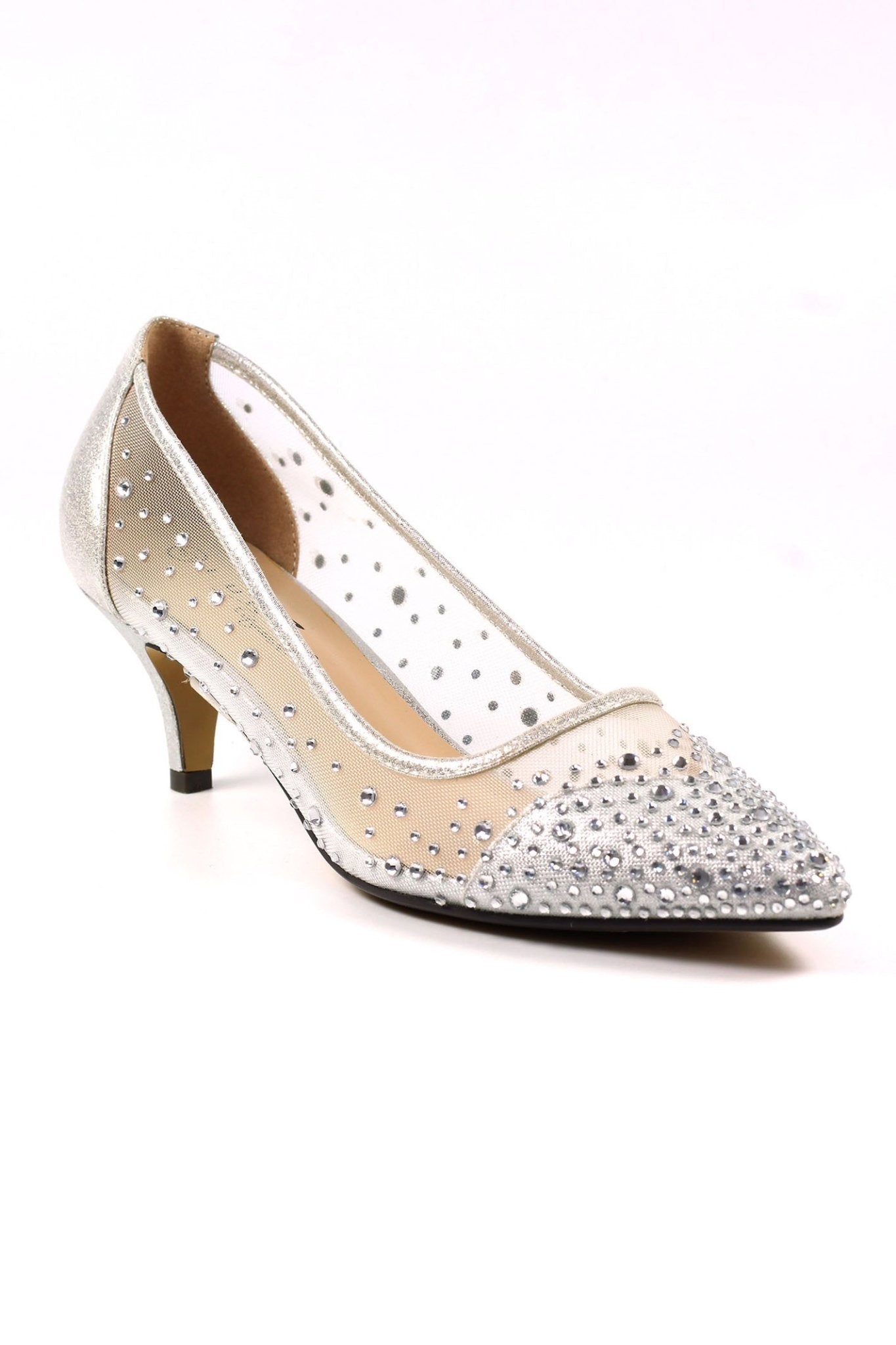 Lunar FLR559 Silver Alisha Low Heeled Court Shoe - Dotique - Lunar