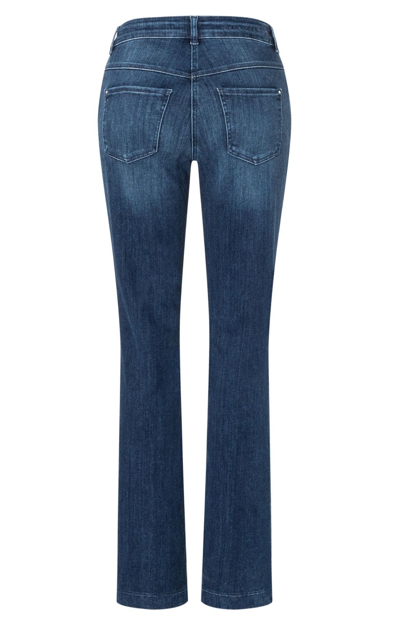 MAC Jeans Dream Bootcut Jeans 5429-90-D574 Dark Denim by Mac Jeans available to shop at Dotique in dark denim color.
