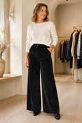 Mac Jeans 2793-0410-90 Black Palazzo Corduroy Trousers