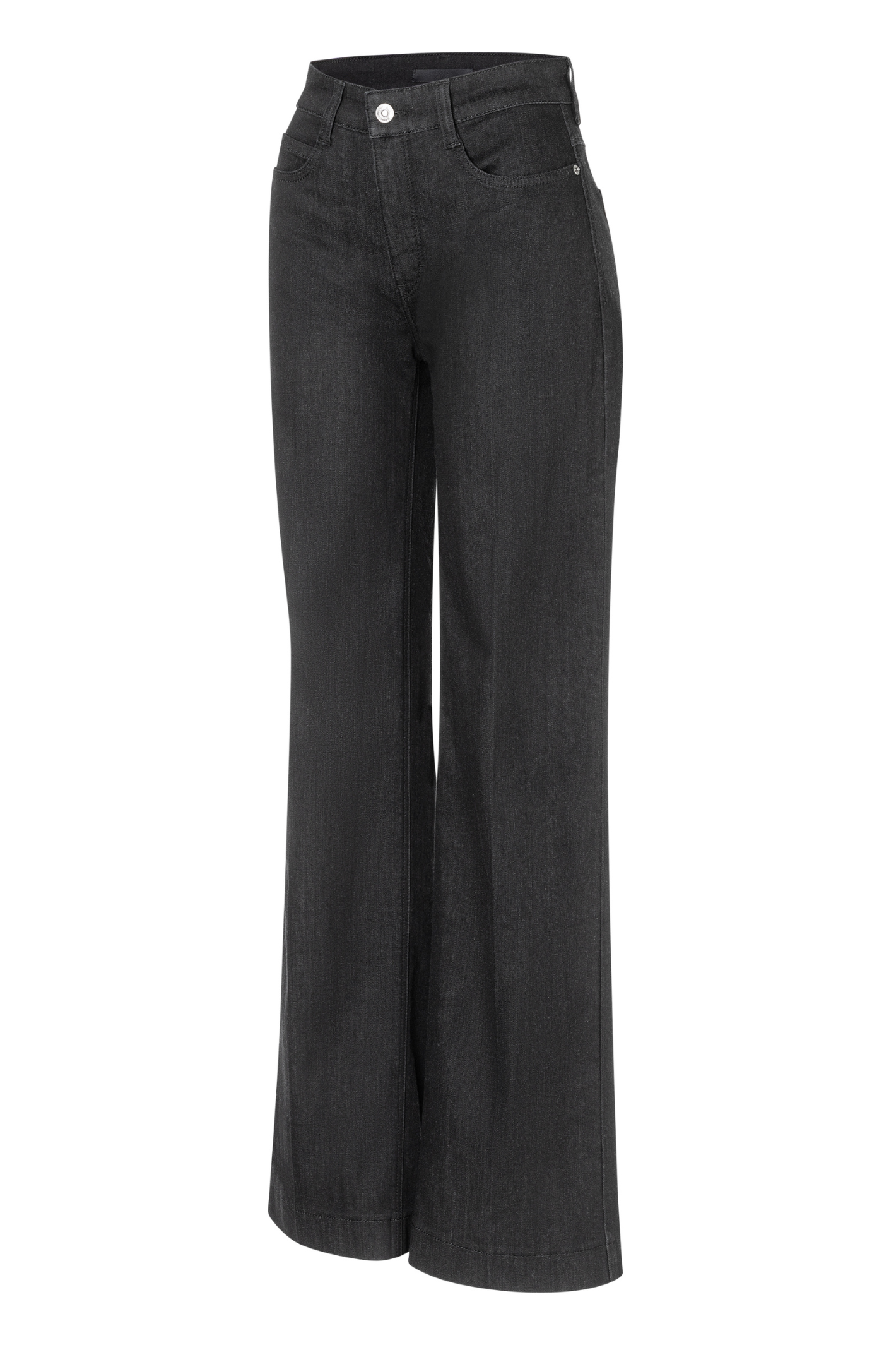Front view of MAC Jeans 5228-90-0387L D999 Black Wide Authentic Stretch Denim Jeans by Mac Jeans, shop Mac Jeans at Dotique