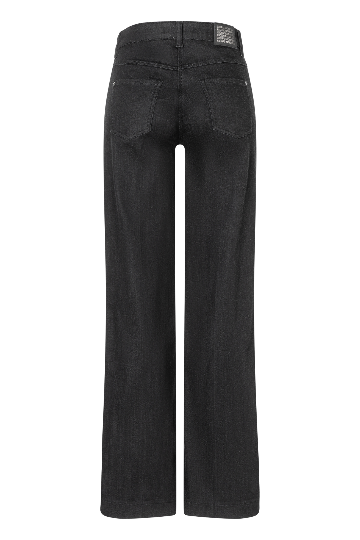 Back view of MAC Jeans 5228-90-0387L D999 Black Wide Authentic Stretch Denim Jeans by Mac Jeans, shop Mac Jeans at Dotique