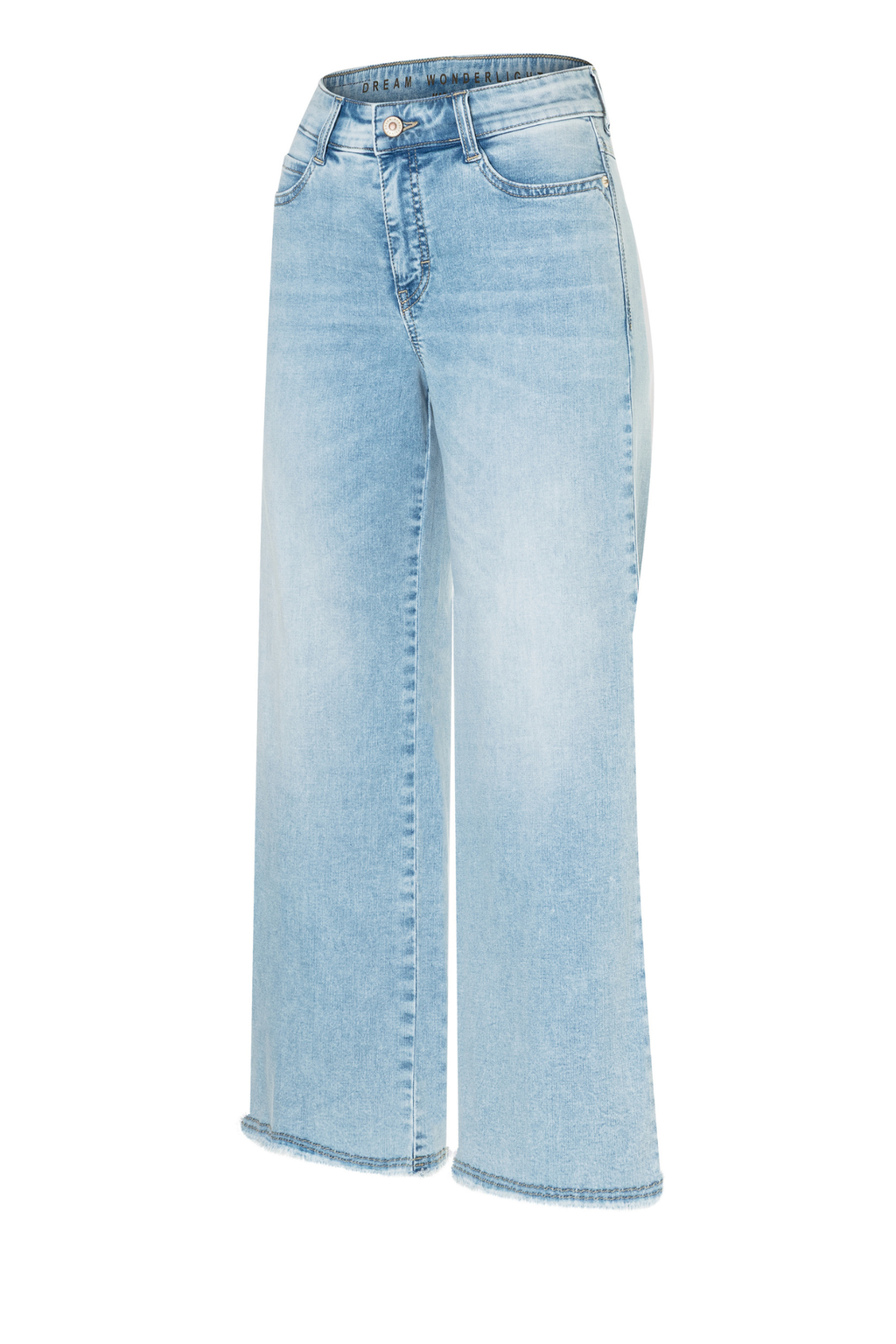 MAC Dream Wide Cropped jeans in Light Azure Blue. Comfortable stretch denim with a flattering wide leg. Easy, modern and effortless. Shop at Dotique.