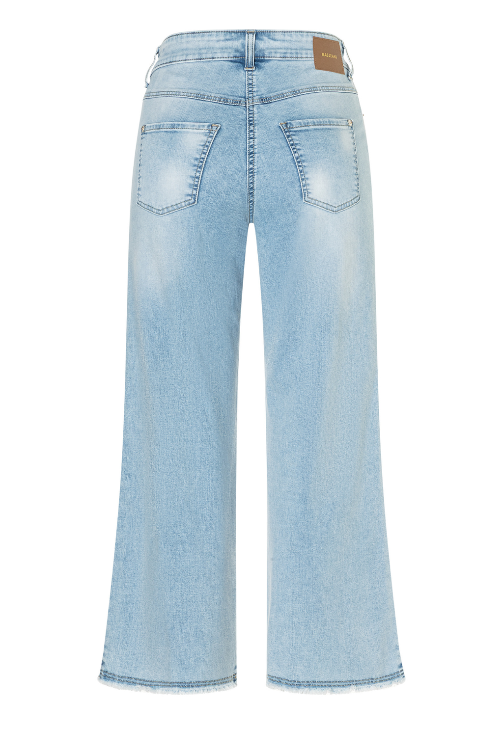 MAC Dream Wide Cropped jeans in Light Azure Blue. Comfortable stretch denim with a flattering wide leg. Easy, modern and effortless. Shop at Dotique.