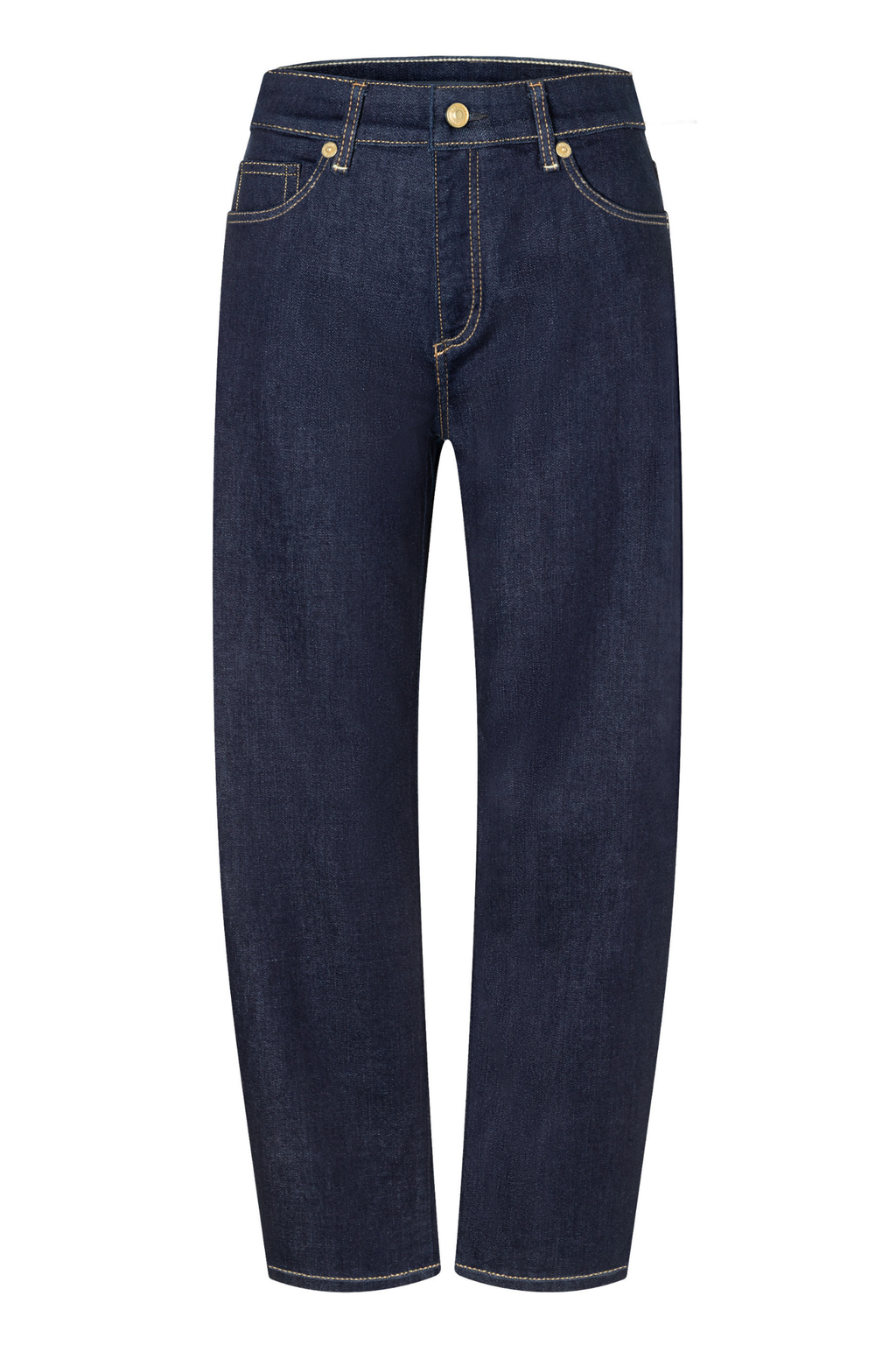 A pair of dark blue denim jeans shown flat against a plain white background. Shop MAC Jeans at Dotique.