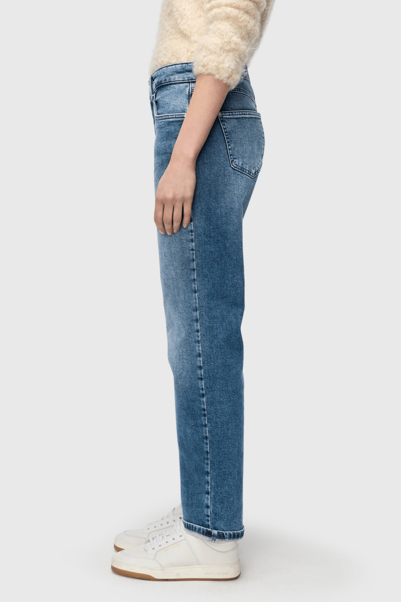 MAC Straight authentic comfort jeans in mid blue random wash – Dotique

